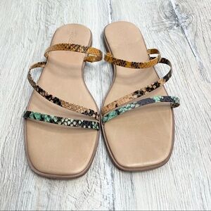 Madewell Lyra Slide Sandals Leather Snake Print Sz 8.5